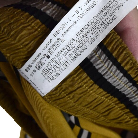 *Minor Flaws* Zara Woman Mustard Yellow Striped Wide-Leg Pants XS High Waist - Picture 10 of 11